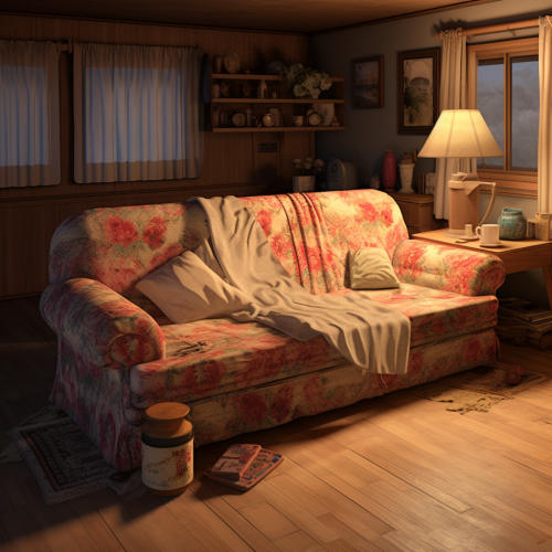 Cozy patterned sofa loved by grandmas