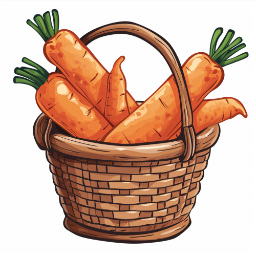 Cartoon carrots basket artwork