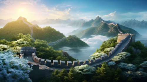 Stunning view of the Great Barrier Reef and the Great Wall of China