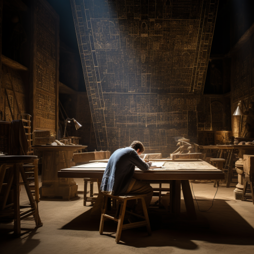 Ancient Greco-Egyptian Astrologer drawing geometric charts