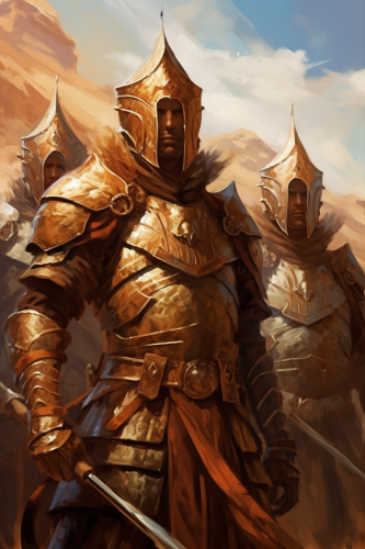 Soldiers in Greek Leather Cuirass with Axes