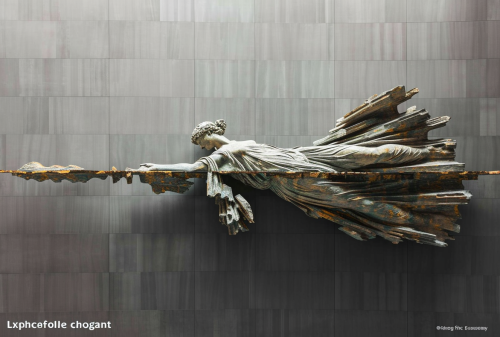 Greek statue athlete with vibrant anachronistic design