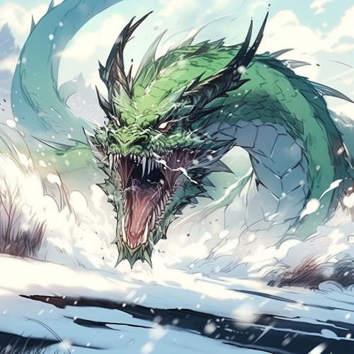 Green dragon charging with open mouth Green dragon charging with open mouth