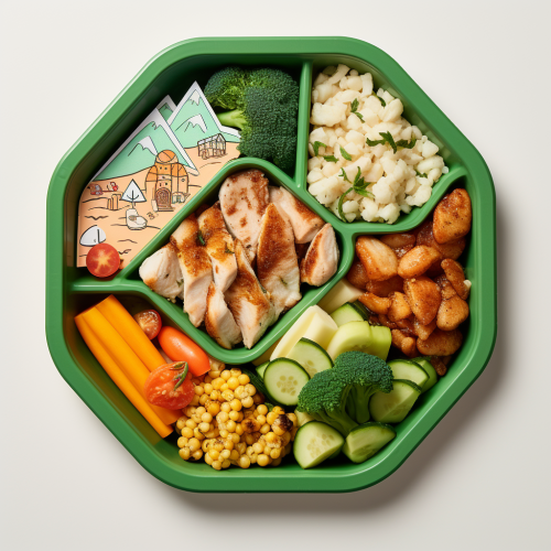 Green hexagon kids meal packaging