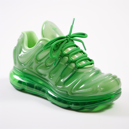 Stylish green inflatable sneakers
