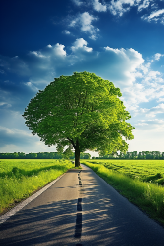 Peaceful road through beautiful landscape