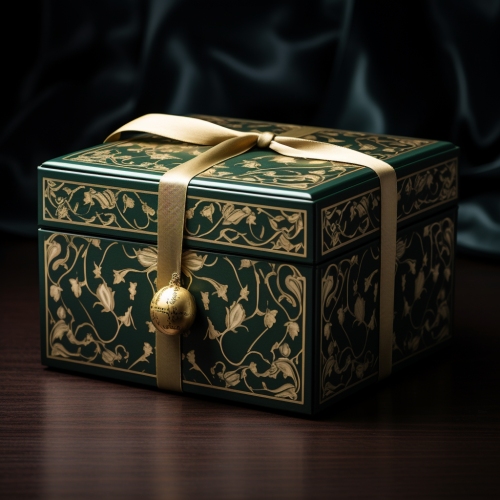 Dark green gilded gift box with Chinese New Year theme