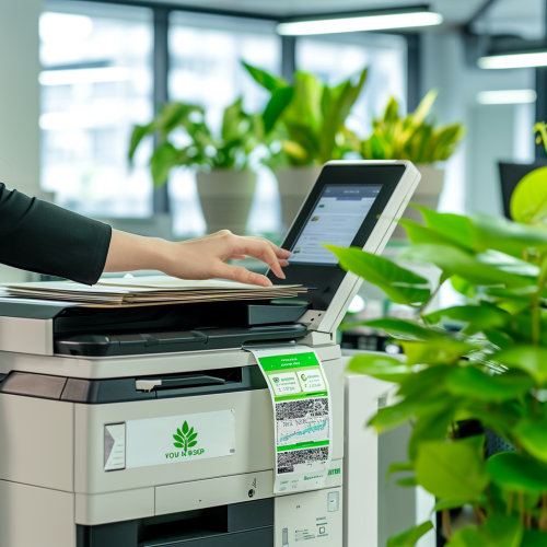 Eco-friendly printer in green office Eco-friendly printer in green office