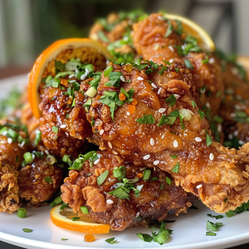 Colorful fried chicken menu items