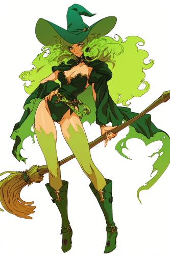 Green Skinned Witch Pinup Anime