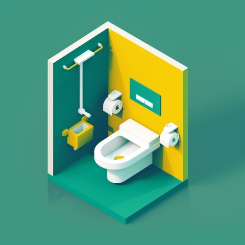 Isometric toilet in green and yellow