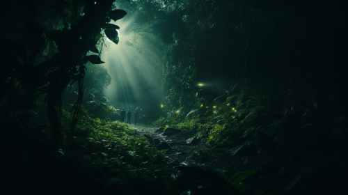 Green background with cinematic lighting