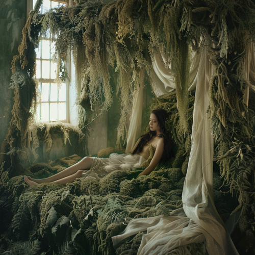 Moss covered bed model photo