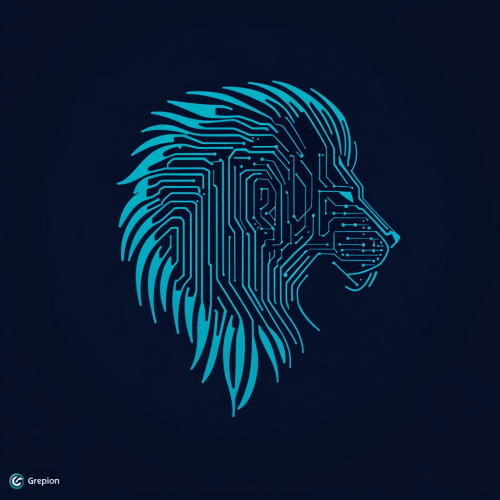 Stylized lion head with code mane