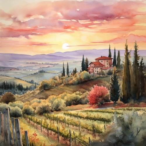 Sunset over Greve in Chianti