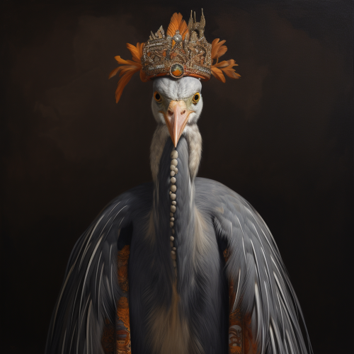 Grey Heron as Indian Deity