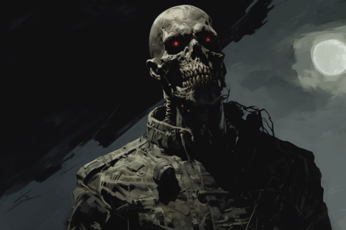 disfigured zombie in astronaut suit