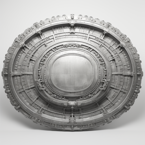 Empty oval domed plaque in greyscale depth