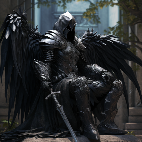 Grim Angel Knight Guard resting with sword