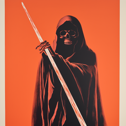 Silkscreen print of grim reaper