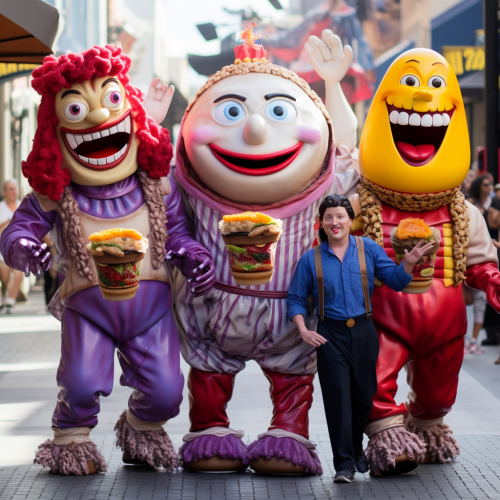 Grimace competing in fast food mascot beauty contest
