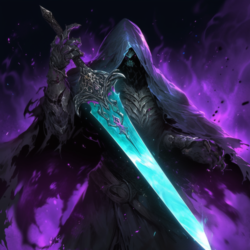 Grimdark mystic sensei wielding magic knife