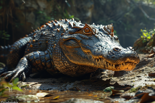 Furry Grizzlygator blending in nature. Furry Grizzlygator blending in nature.