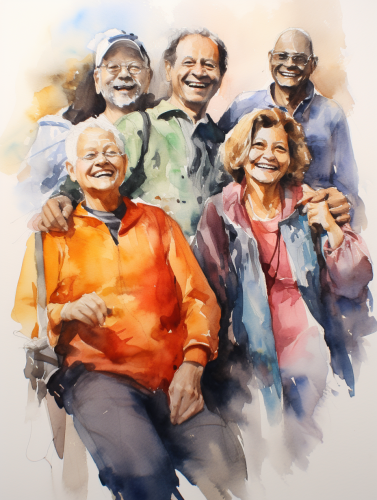 Group of people smiling watercolor