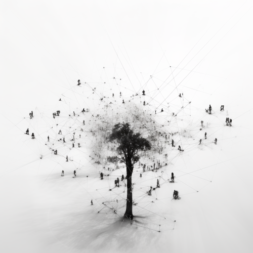 Black and white image of growing community network