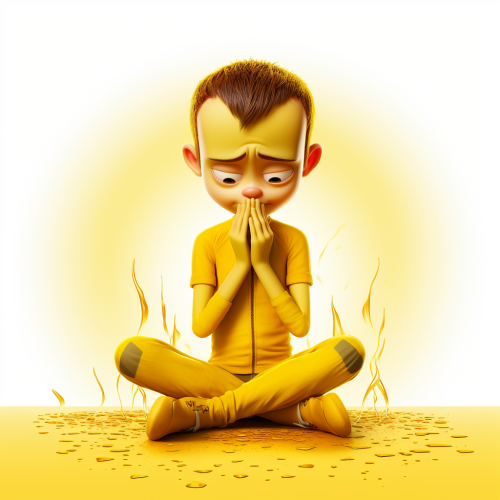 Yellow guilt expression avatar in Pixar's Inside-Out style