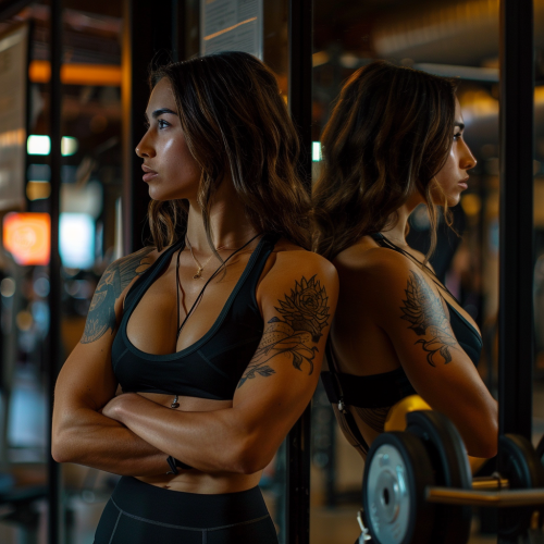 Gym enthusiast reflecting on progress