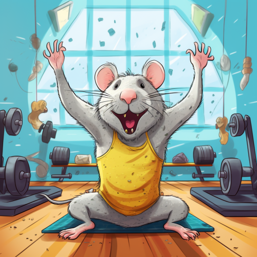 Rat doing headstand in gym