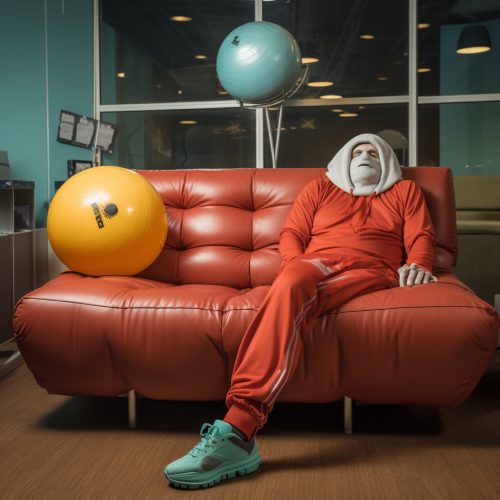 Couch potato working out in gym clothes