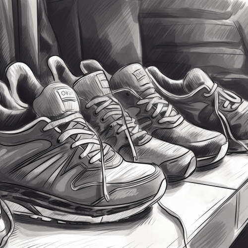 Close-up sketch of gym shoes