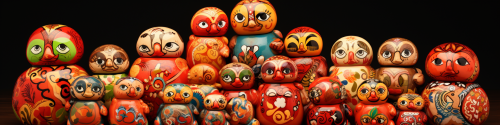 Colorful Gzheli Khokhloma Clay Figurines