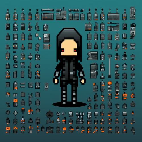 8bit hacker character sprite sheet