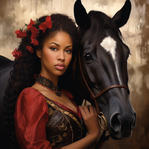 Stunning Black Woman with Half-Horse Transformation