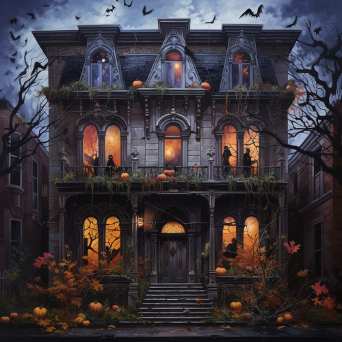 Spooky Halloween building facade painting Spooky Halloween building facade painting