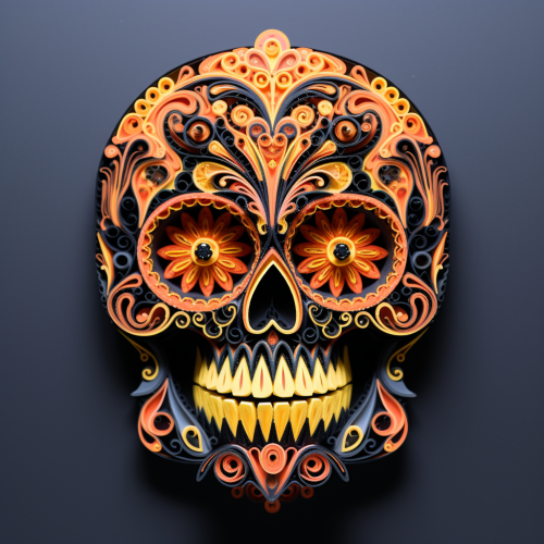 Spooky Halloween Skull Paper Quilling Art