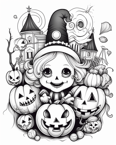 Cute Halloween Carnival Coloring Image