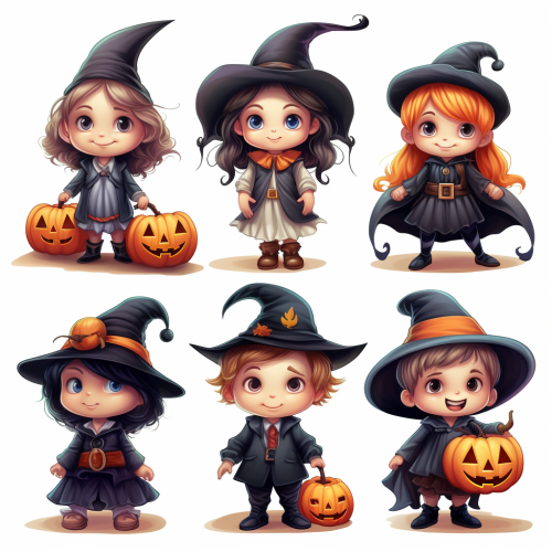 Halloween characters in book illustration