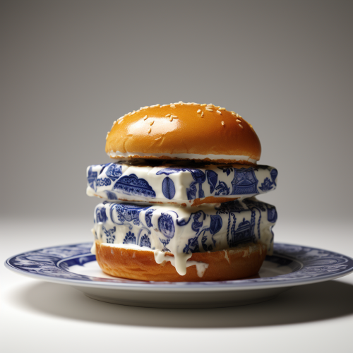 Hamburger on white plate