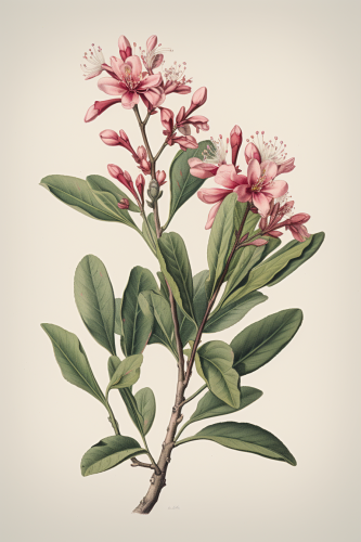 Hand-drawn illustration of a plant with flowers