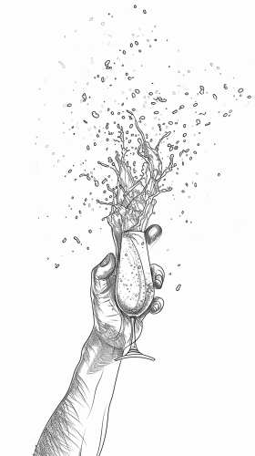 Hand popping champagne cork celebration