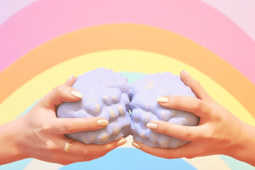 Hand with rainbow veins and long painted claws Hand with rainbow veins and long painted claws