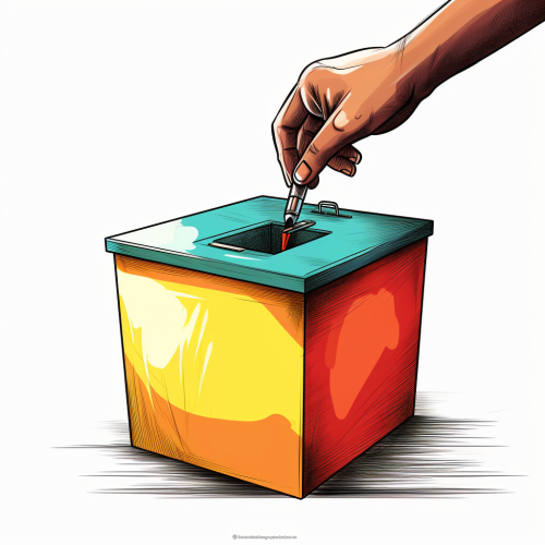 Hand Putting Ballot in Box Cartoon