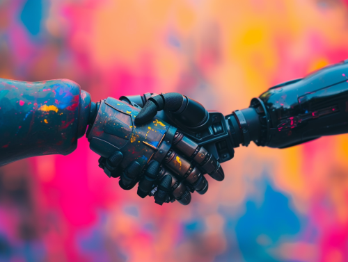 handshake between human and robot contrast