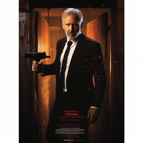 Man with Beard Holding Gun against Wall