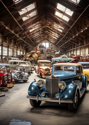 Classic Cars in a Hangar