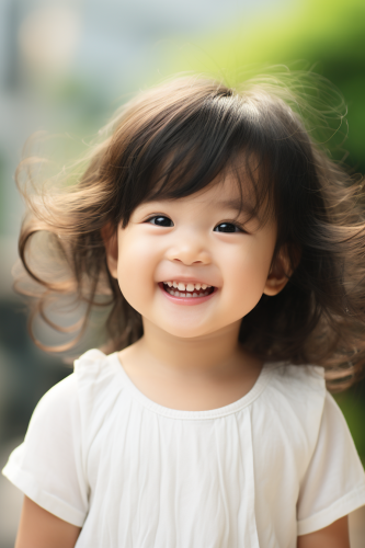 Asian toddler happy affirmation card